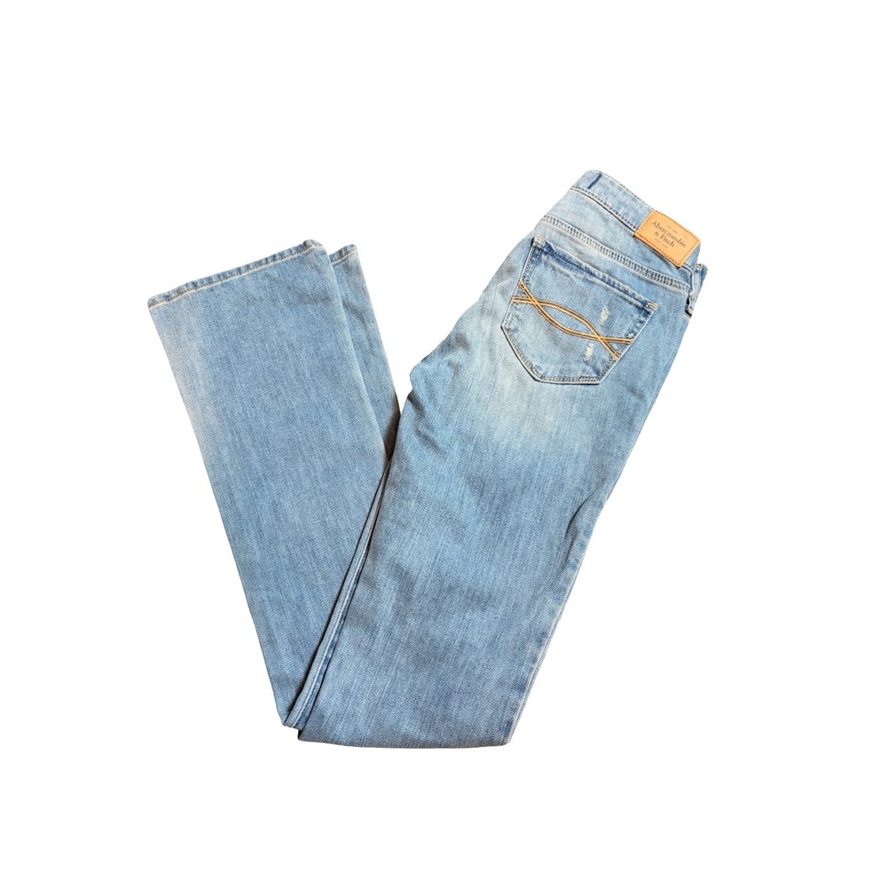 Abercrombie & Fitch Bootcut Jeans Womens 00S 24x31 Light Wash Distressed - Picture 4 of 4